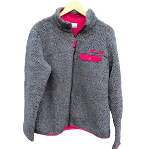 Columbia Barbie Pink and Grey Gray Fleece Pull Over XL Quarter Zip Jacket Cozy